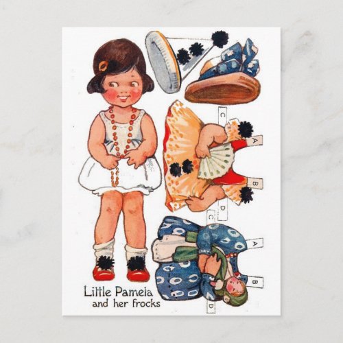 Vintage Paperdoll Little Girl Pamela Postcard