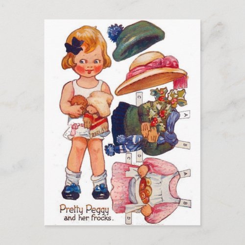 Vintage Paperdoll Little Girl Peggy Postcard