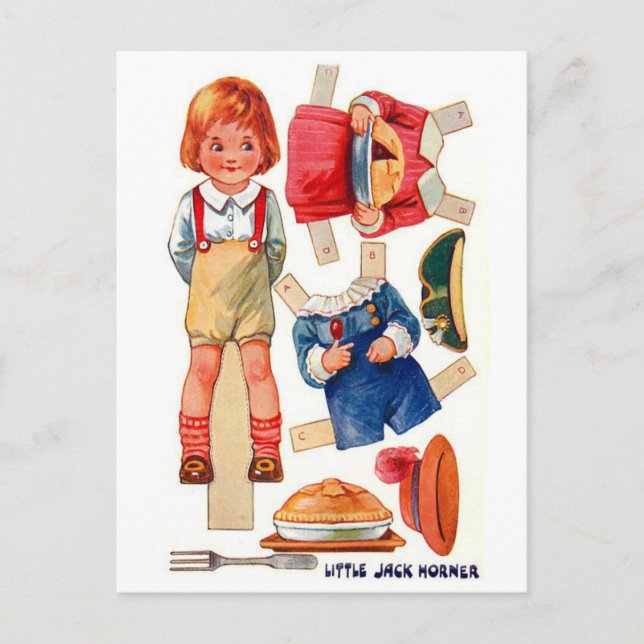 Vintage Paperdoll Little Jack Horner postcard (Front)