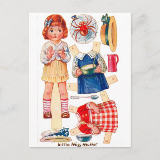 Vintage Paperdoll Little Miss Muffet postcard