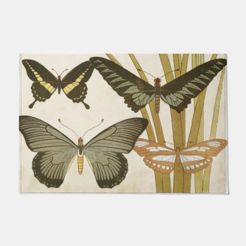 Vintage Papillon Butterflies Illustration Art Doormat