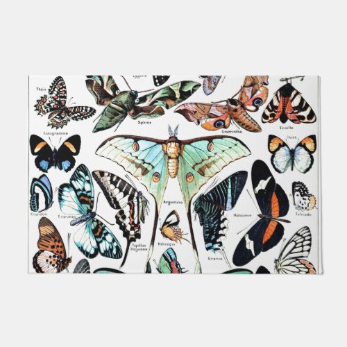 Vintage Papillon Butterflies Illustration Art Doormat