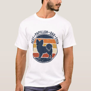 Vintage Papillon Dog Dad Retro Sunset Shirt Design