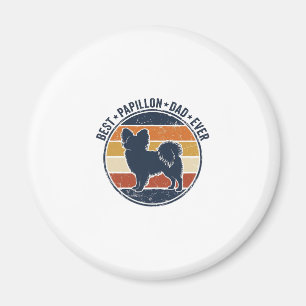 Vintage Papillon Dog Dad Retro Sunset Shirt Design Magnet
