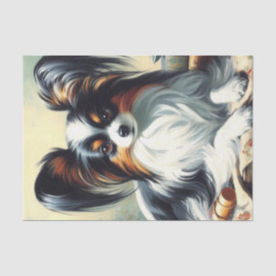 Vintage Papillon Dog Painting Tissue Paper