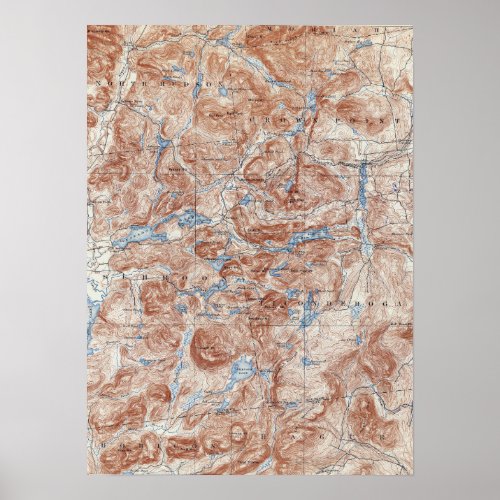 Vintage Paradox Lake New York Topographical Map Poster