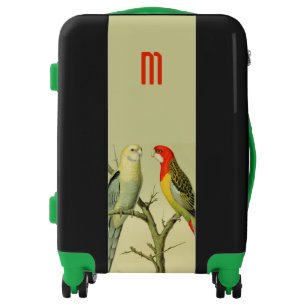   Vintage parakeets - monogrammed Luggage