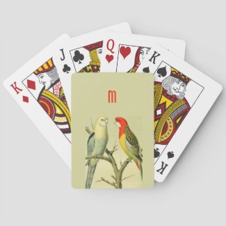   Vintage parakeets - monogrammed
