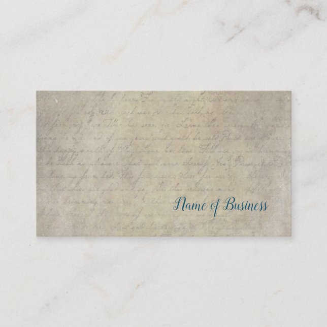 Vintage Parchement Paper Handwritten Script Business Card (Front)