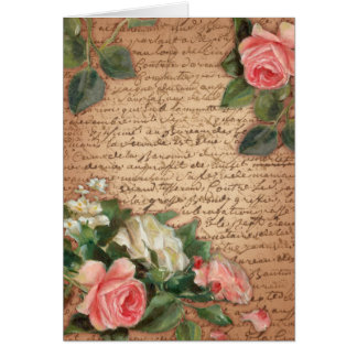 Vintage parchment and shabby chic Roses Cards
