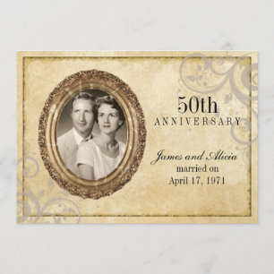 Vintage Parchment Anniversary Invitation