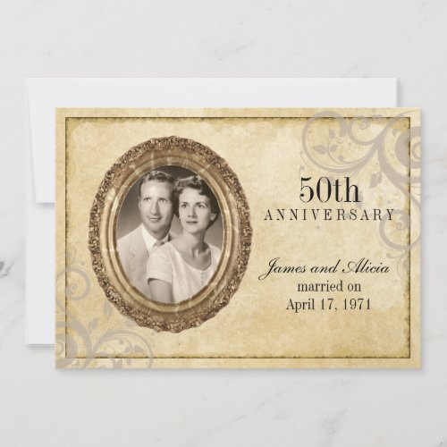 Vintage Parchment Anniversary Invitation