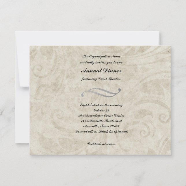Vintage Parchment Design Dinner Invitation (Front)