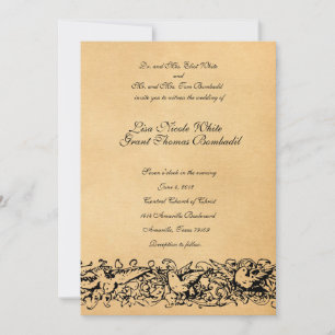 Vintage Parchment Design Wedding Invitation