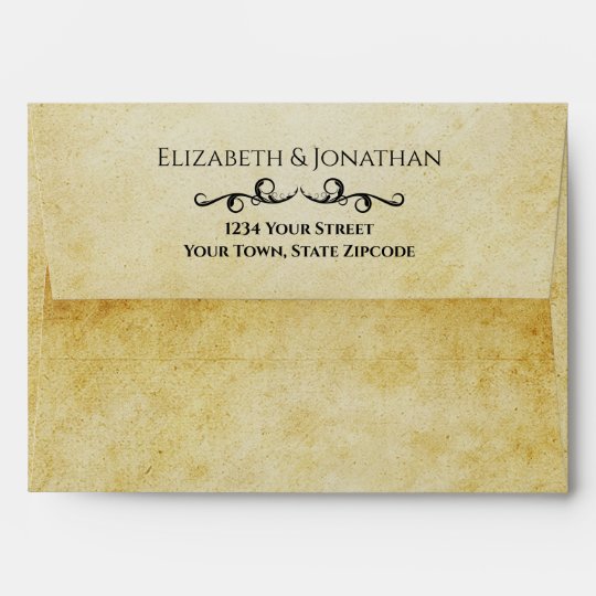 Vintage Parchment Elegant Filigree Wedding Envelope
