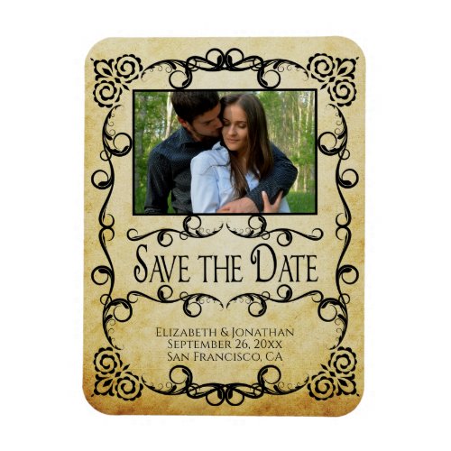 Vintage Parchment Elegant Wedding Save the Date Magnet