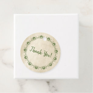 Vintage Parchment Green Fancy Border Thank You Favor Tags
