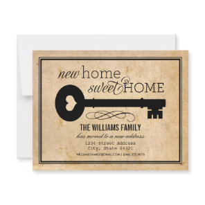 Vintage Parchment Key New Home Announcement