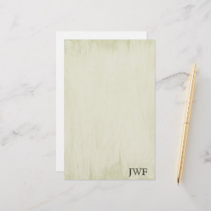 Vintage Parchment Look Grunge Texture Monogram Stationery
