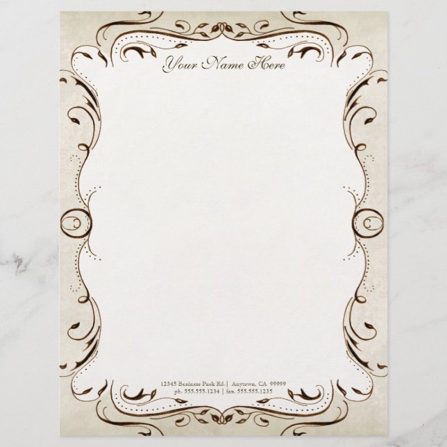 Vintage Parchment Look Letterhead Resume Paper (Front)