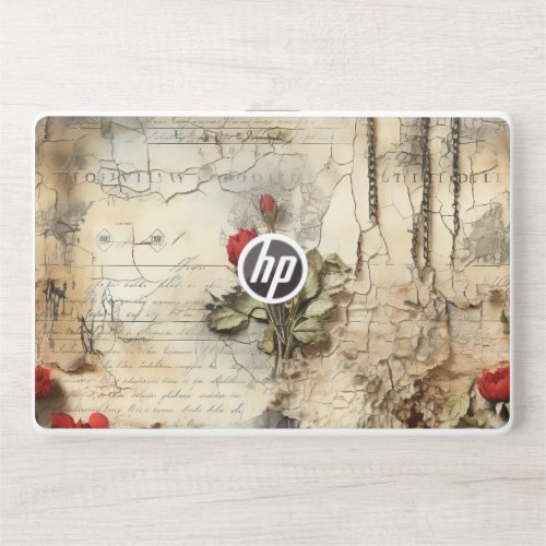 Vintage Parchment Love Letter with Flowers 10 HP Laptop Skin