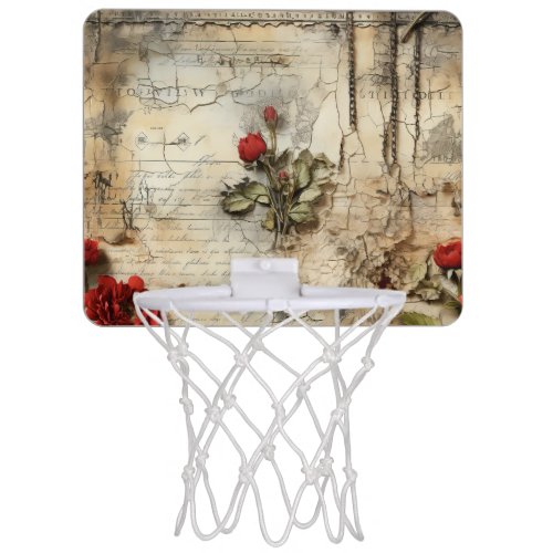 Vintage Parchment Love Letter with Flowers 10 Mini Basketball Hoop