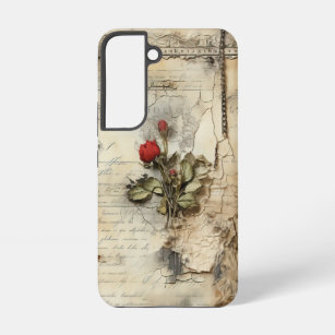 Vintage Parchment Love Letter with Flowers (10) Samsung Galaxy S22 Case