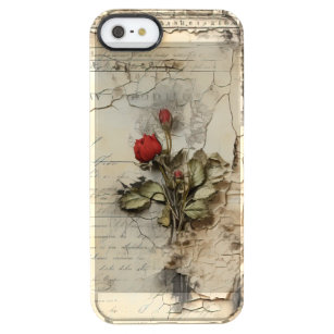Vintage Parchment Love Letter with Flowers (10) Clear iPhone SE/5/5s Case