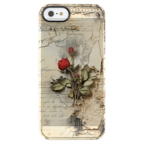 Vintage Parchment Love Letter with Flowers 10 Clear iPhone SE55s Case