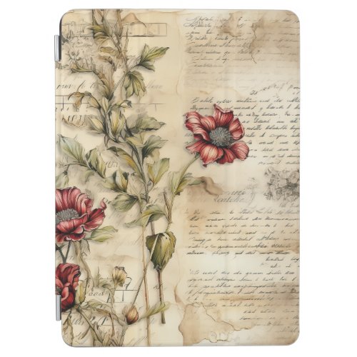 Vintage Parchment Love Letter with Flowers 1 iPad Air Cover