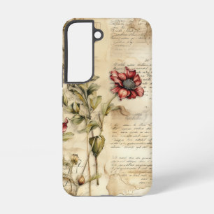Vintage Parchment Love Letter with Flowers (1) Samsung Galaxy S22 Case