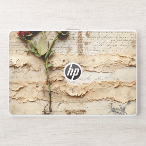 Vintage Parchment Love Letter with Flowers 2 HP Laptop Skin