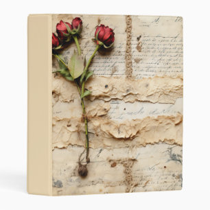 Vintage Parchment Love Letter with Flowers (2) Mini Binder