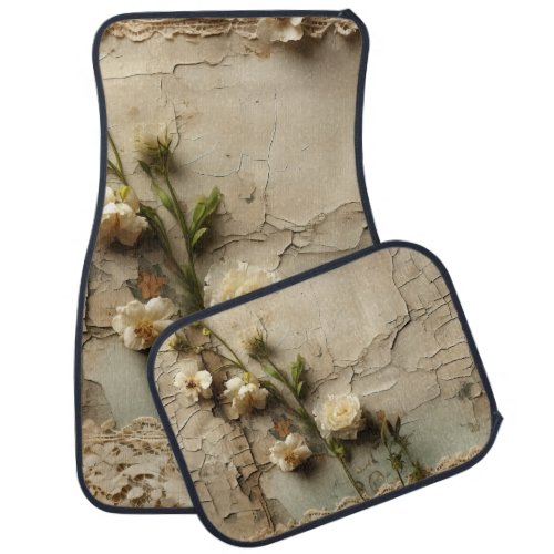 Vintage Parchment Love Letter with Flowers 3 Car Floor Mat