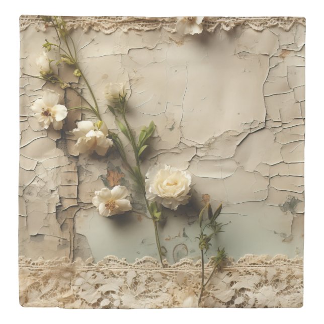 Vintage Parchment Love Letter with Flowers (3) Duvet Cover (Front)