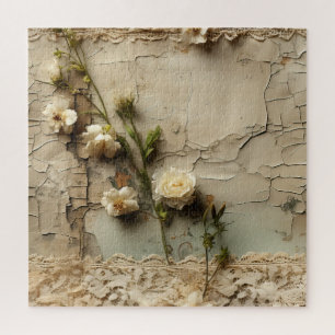 Vintage Parchment Love Letter with Flowers (3) Jigsaw Puzzle