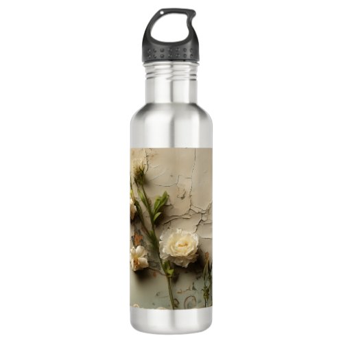 Vintage Parchment Love Letter with Flowers 3 Stainless Steel Water Bottle