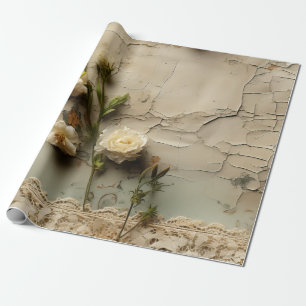 Vintage Parchment Love Letter with Flowers (3) Wrapping Paper