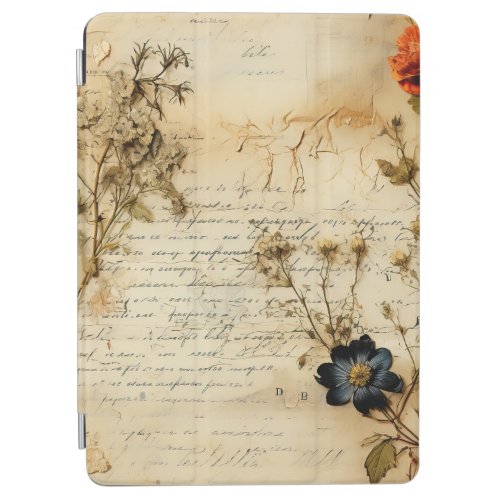 Vintage Parchment Love Letter with Flowers 5 iPad Air Cover