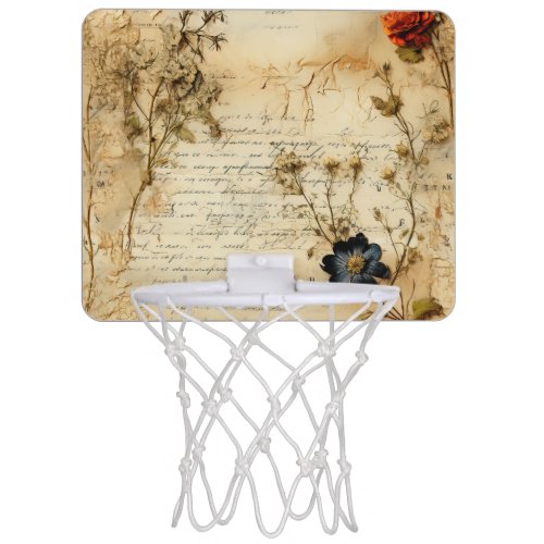 Vintage Parchment Love Letter with Flowers 5 Mini Basketball Hoop