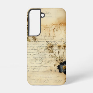 Vintage Parchment Love Letter with Flowers (5) Samsung Galaxy S22 Case