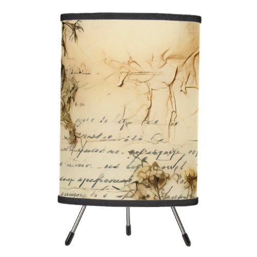 Vintage Parchment Love Letter with Flowers 5 Tripod Lamp