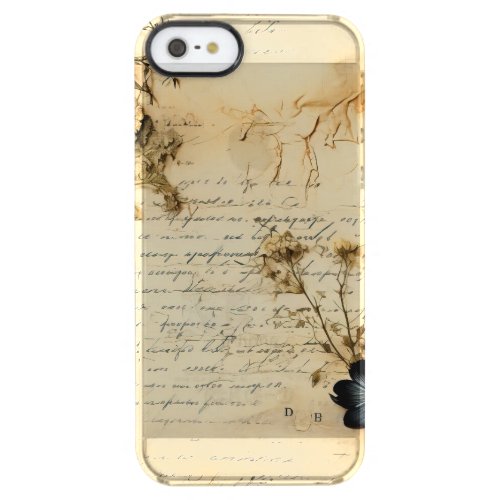 Vintage Parchment Love Letter with Flowers 5 Clear iPhone SE55s Case