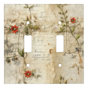 Vintage Parchment Love Letter with Flowers (6) Light Switch Cover