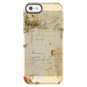 Vintage Parchment Love Letter with Flowers (6) Clear iPhone SE/5/5s Case
