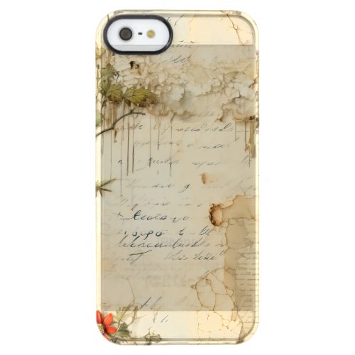 Vintage Parchment Love Letter with Flowers 6 Clear iPhone SE55s Case