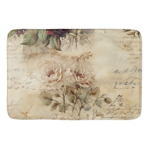 Vintage Parchment Love Letter with Flowers 7 Bath Mat