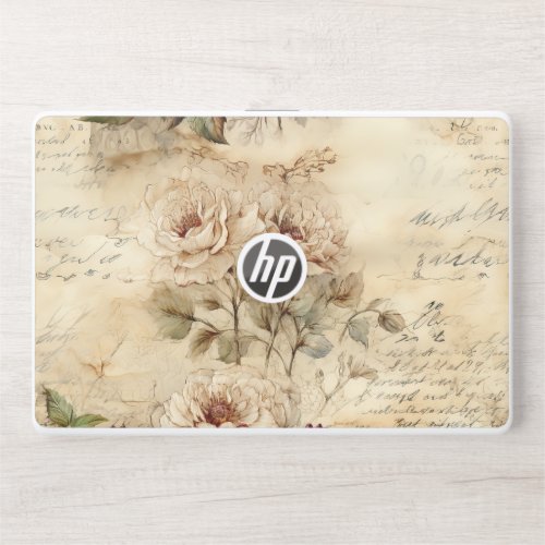 Vintage Parchment Love Letter with Flowers 7 HP Laptop Skin