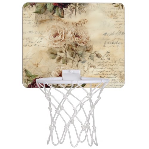 Vintage Parchment Love Letter with Flowers 7 Mini Basketball Hoop