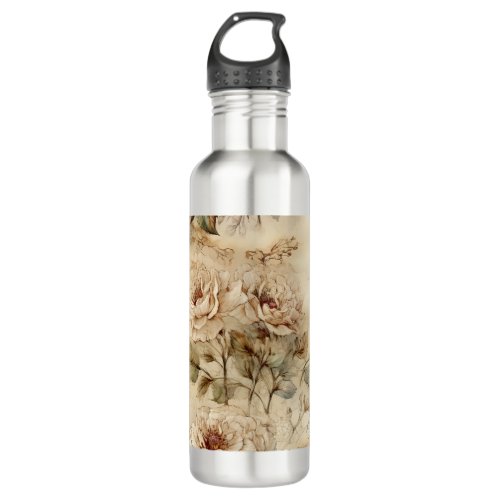 Vintage Parchment Love Letter with Flowers 7 Stainless Steel Water Bottle